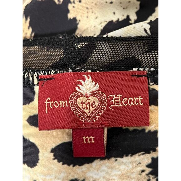 From The Heart Women's Animal Print Scoop Neck Trudy Tunic Top Brown Tan Medium - Picture 6 of 7